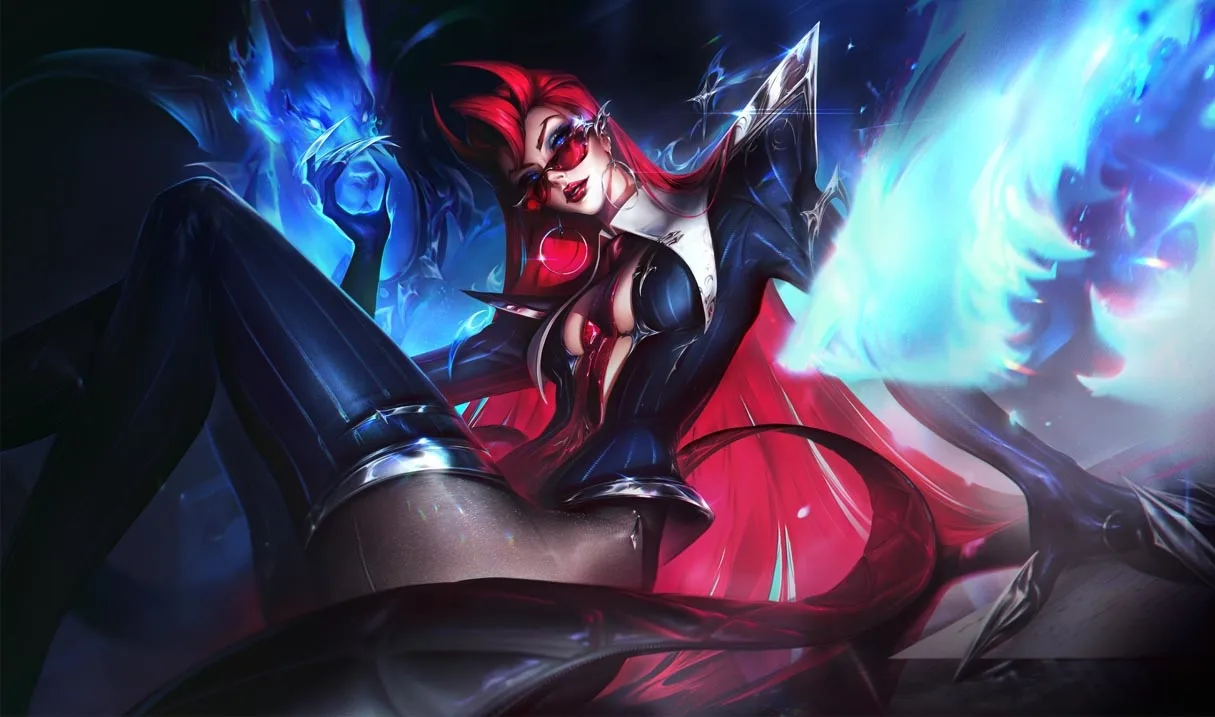 K/DA Hitmaker Evelynn splash art from the PBE files
