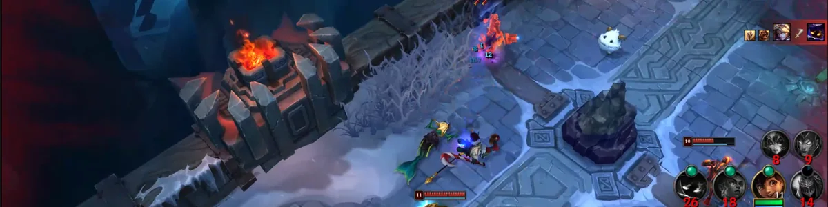 Um clipe do Hexgate de uma morte de Graves no ARAM Mayhem, pausado logo antes da morte