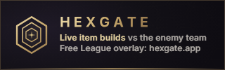 Hexgates Twitch-panel: live-itembuilds mot fiendelaget, gratis League-overlay, hexgate.app